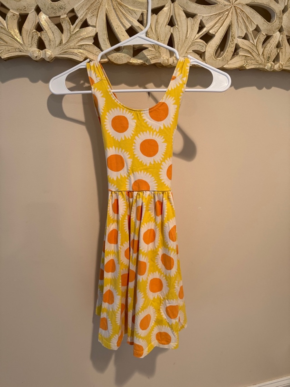 Girls' Yellow Sunflower Print Sleeveless Dress